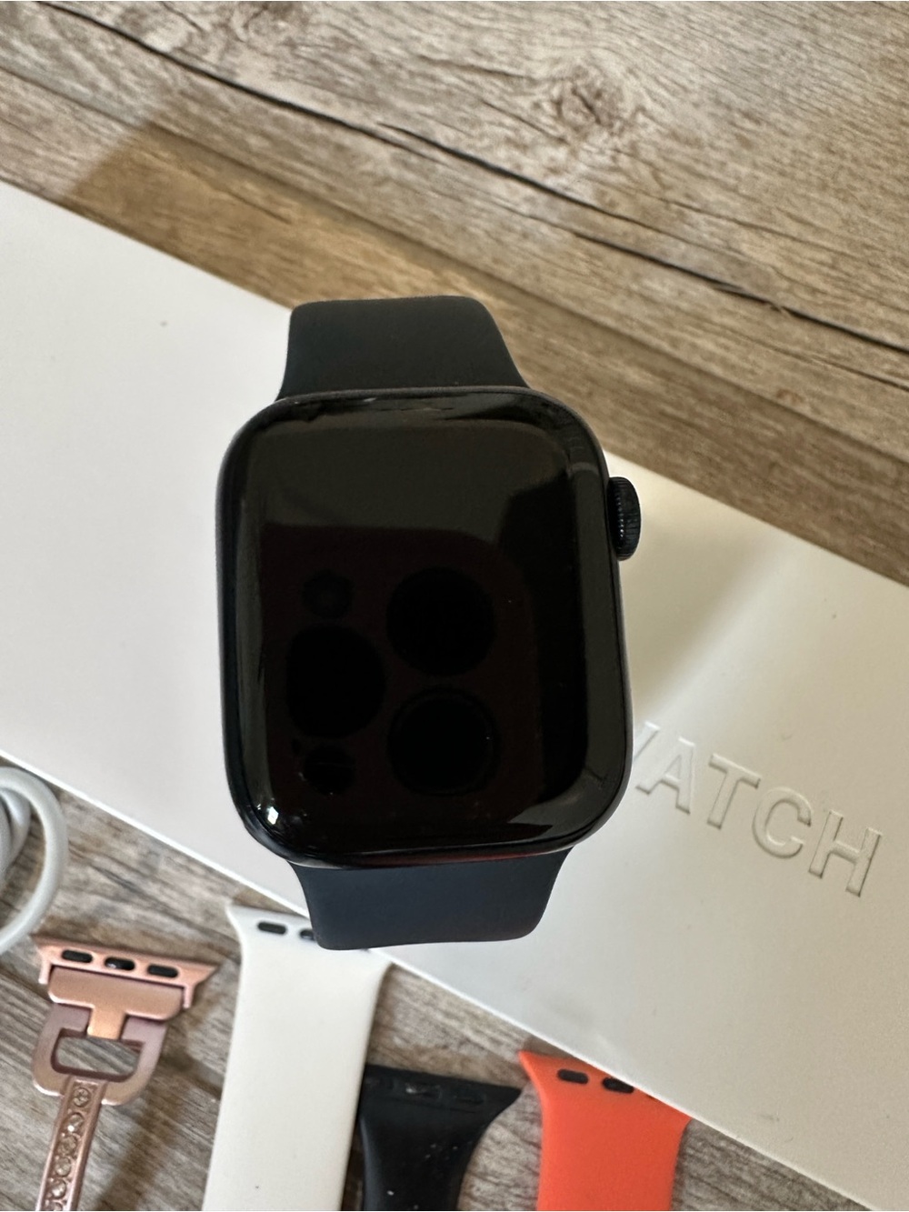 Apple Series 7 Black Smartwatch with Black Silicone Band
